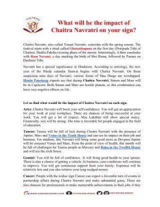 what will be the impact of chaitra navratri