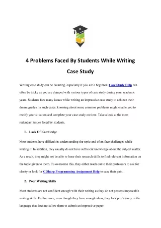 4 Problems Faced By Students While Writing Case Study