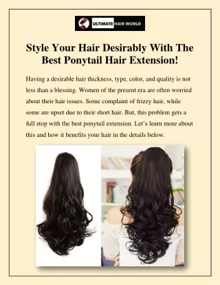 Style Your Hair Desirably With The Best Ponytail Hair Extension!