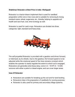 shaktiman rotavator at best price in india
