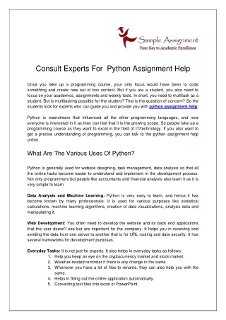 consult experts for python assignment help