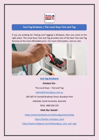 Test Tag Brisbane | The Local Guys Test and Tag