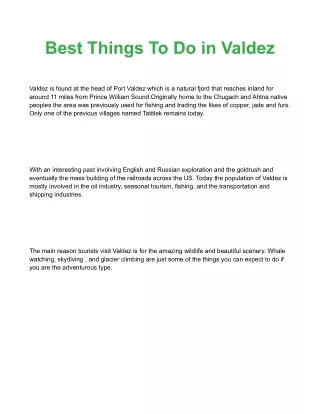 best things to do in valdez