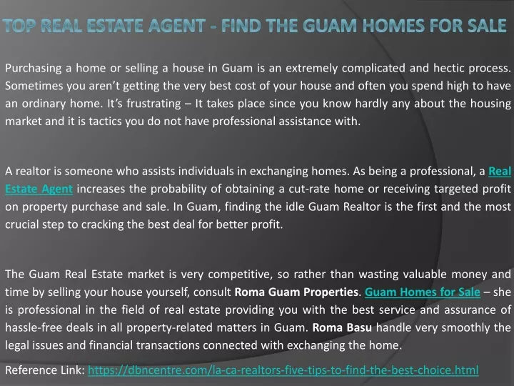 top real estate agent find the guam homes for sale