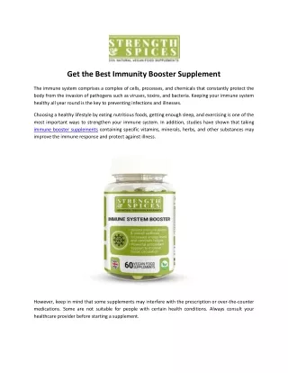 Get the Best Immunity Booster Supplement