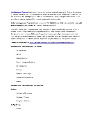 meningococcal vaccines its purpose is to promote