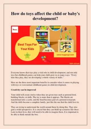 How do toys affect the child or baby's development