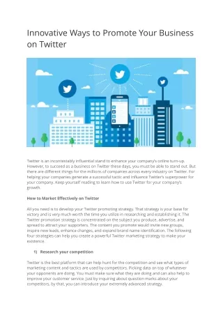 Innovative Ways to Promote Your Business on Twitter | DigiTactSeed