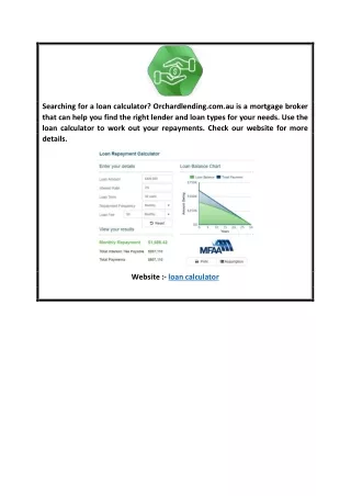 Loan Calculator  Orchardlending.com.au