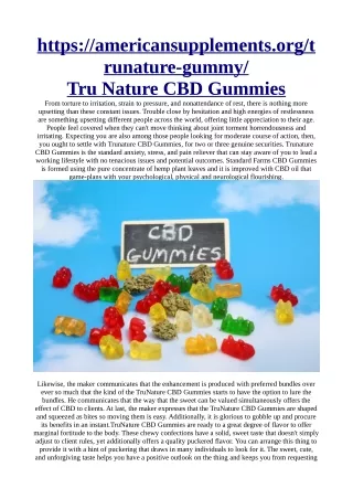 TruNature CBD Gummies@>>> https://americansupplements.org/trunature-gummy/
