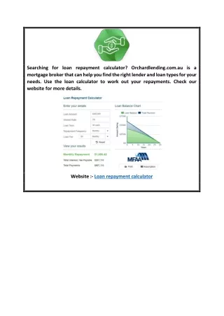 Loan Repayment Calculator  Orchardlending.com.au