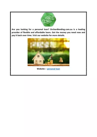 Personal Loan  Orchardlending.com.au