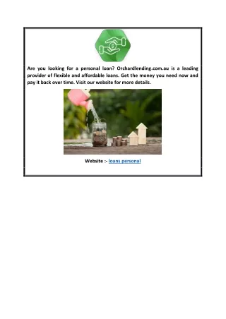 Loans Personal  Orchardlending.com.au