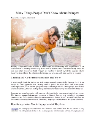 many things people don t know about swingers
