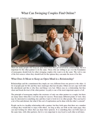 what can swinging couples find online