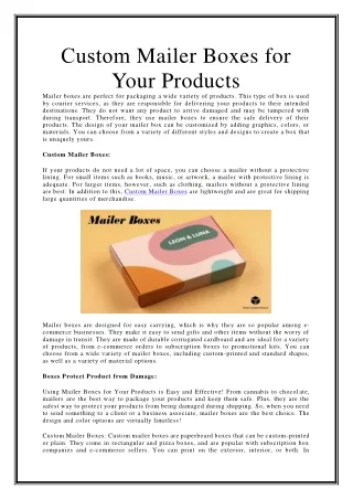 custom mailer boxes for your products mailer