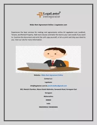 Make Rent Agreement Online  Legalaster