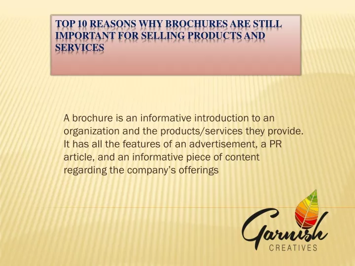 top 10 reasons why brochures are still important for selling products and services