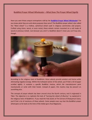 Buddhist Prayer Wheel Wholesaler – What Does The Prayer Wheel Signify