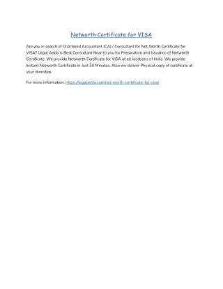 networth certificate for visa