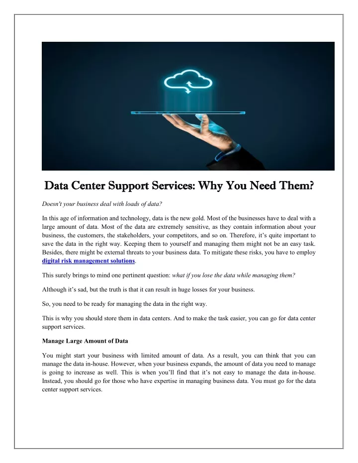 data center support services why you need them
