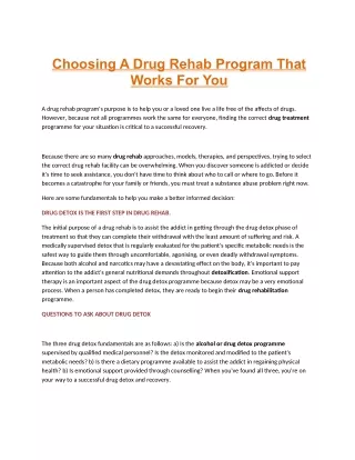 Choosing A Drug Rehab Program That Works For You