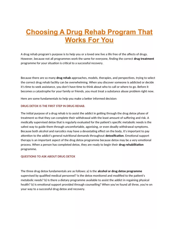 choosing a drug rehab program that works for you