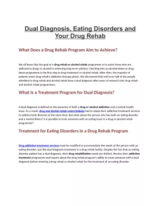 Dual Diagnosis, Eating Disorders and Your Drug Rehab