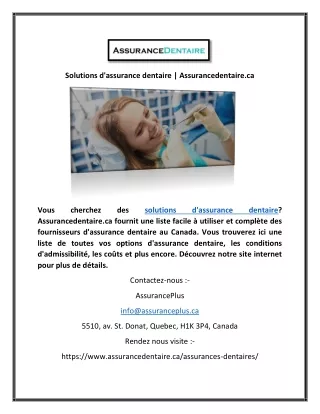 solutions d assurance dentaire assurancedentaire