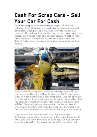 cash for scrap cars melbourne