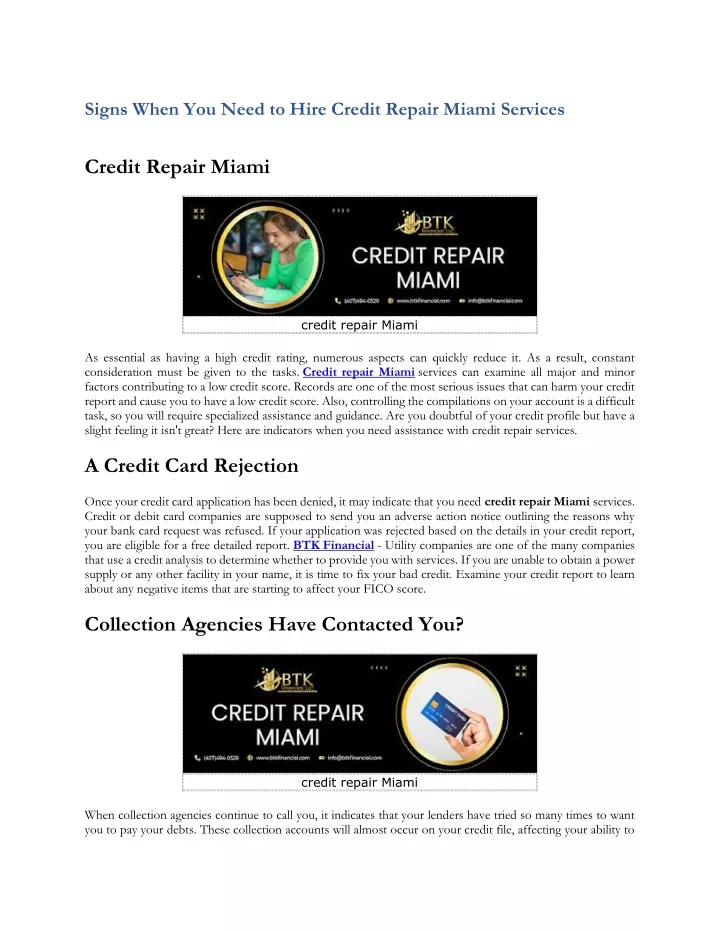 signs when you need to hire credit repair miami