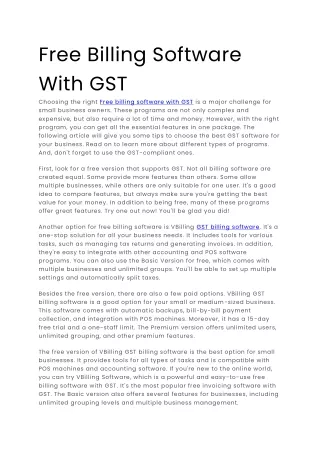 Free Billing Software With GST