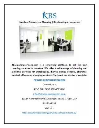 Houston Commercial Cleaning | Kbscleaningservices.com