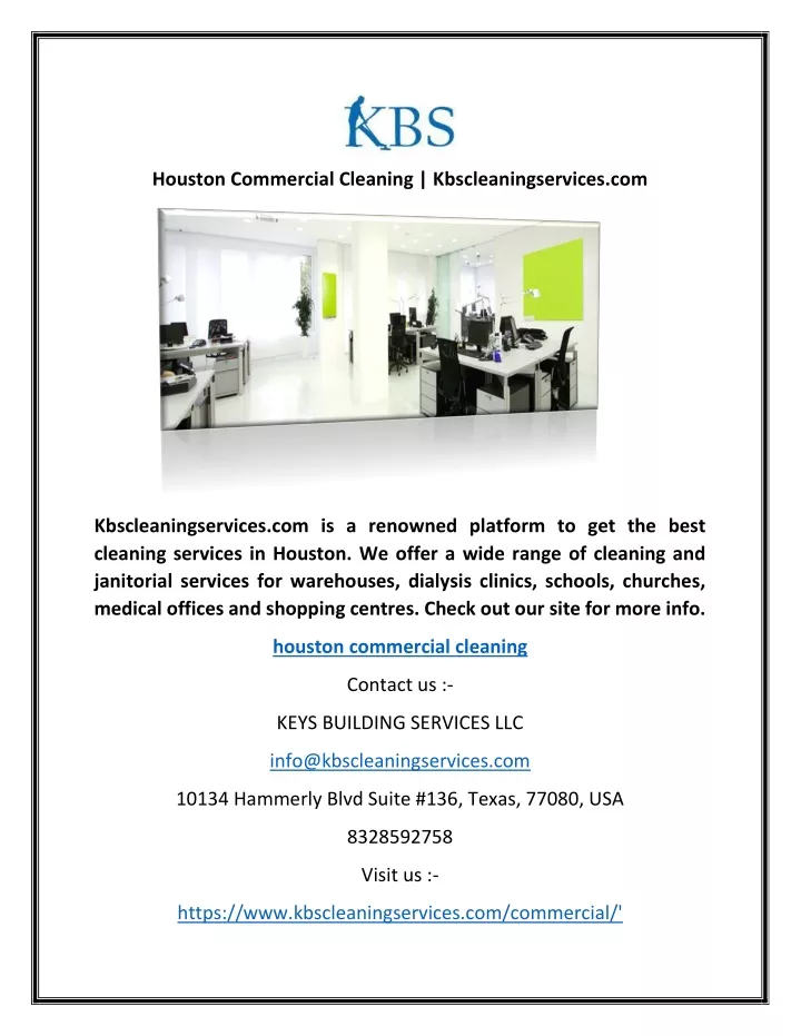 houston commercial cleaning kbscleaningservices