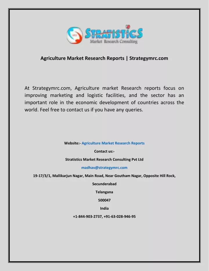 agriculture market research reports strategymrc