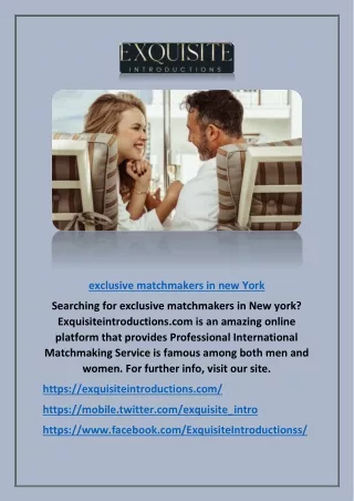 Exclusive Matchmakers In New York | Exquisiteintroductions.com
