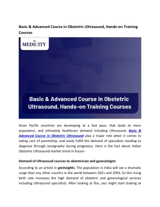 Basic & Advanced Course in Obstetric Ultrasound, Hands-on Training Courses