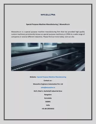 special purpose machine manufacturing waveultra in