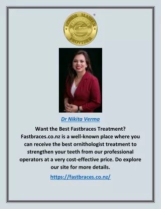 Dr Nikita Verma | Fastbraces.co.nz