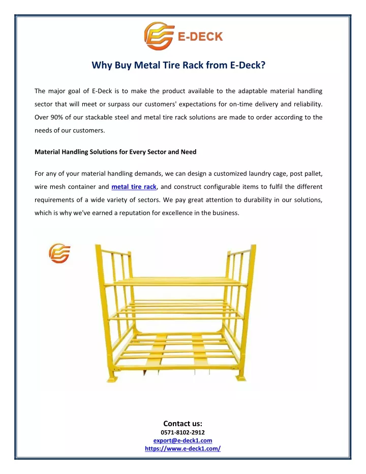 why buy metal tire rack from e deck