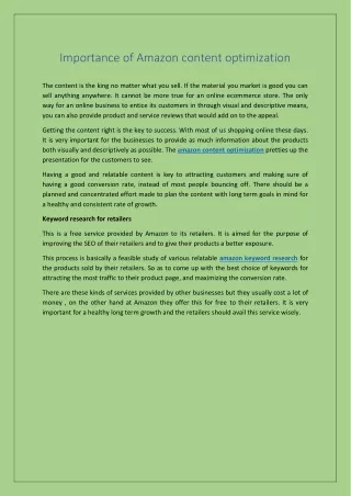 importance of amazon content optimization
