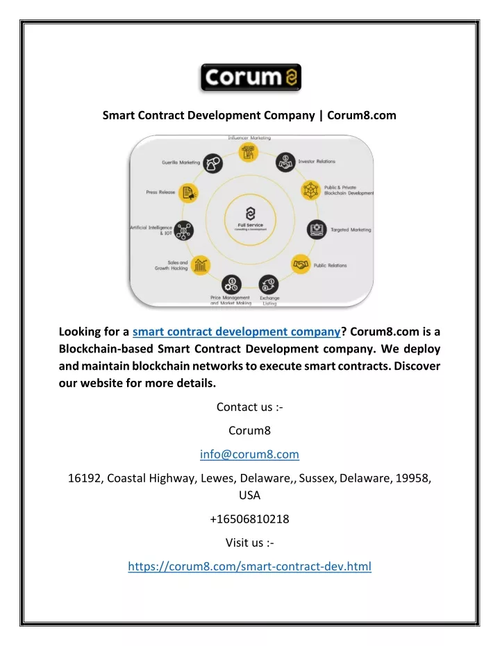 smart contract development company corum8 com