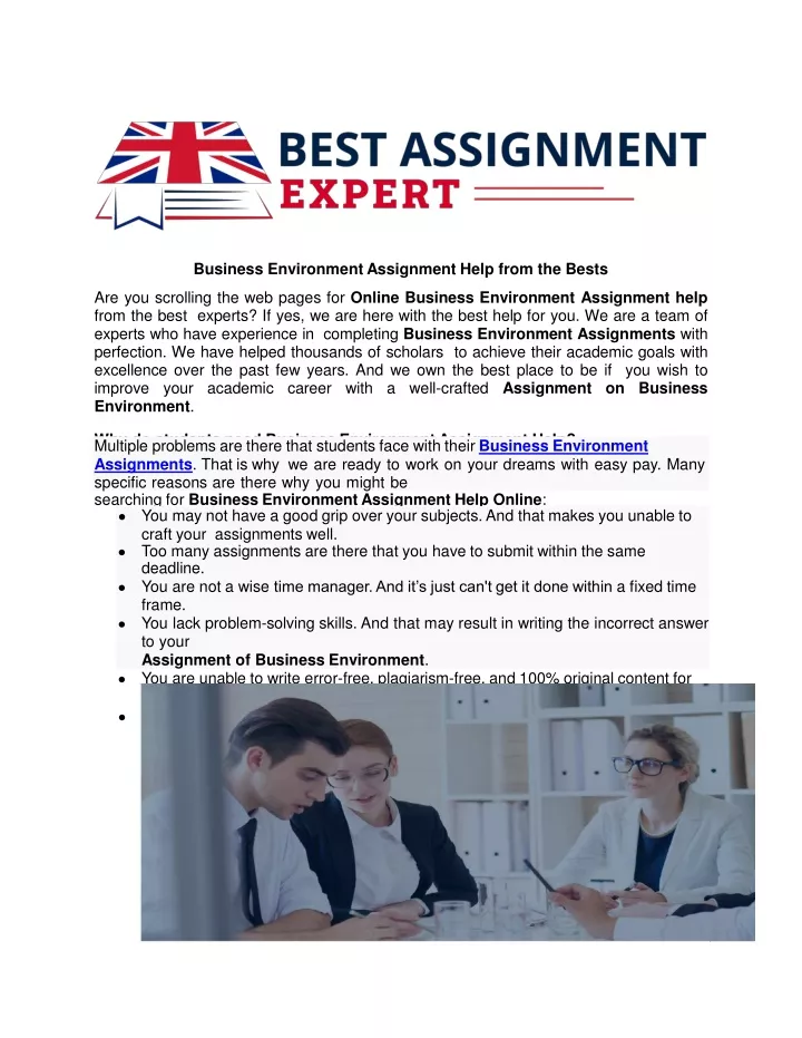 business environment assignment help from