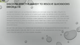 discover effective remedy to resolve quickbooks error 6210