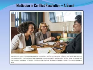 mediation in conflict resolution a boon