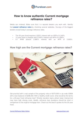 How to know authentic Current mortgage refinance rates