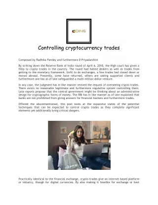 controlling cryptocurrency trades composed