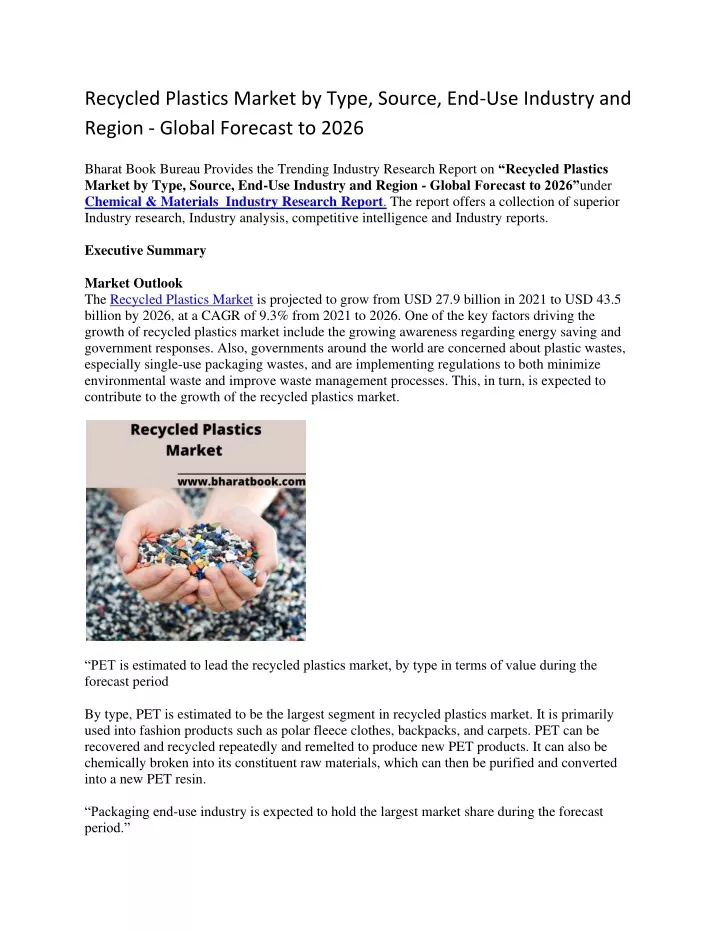 recycled plastics market by type source