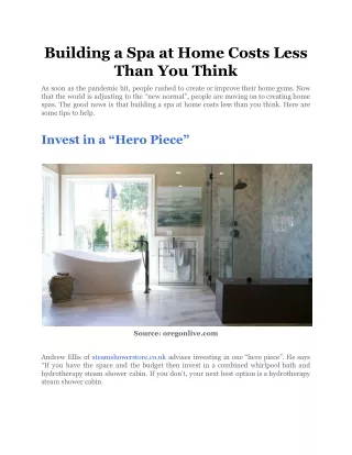 building a spa at home costs less than you think