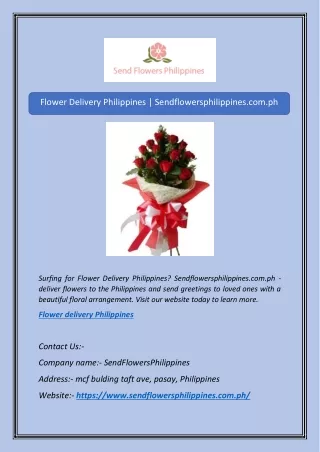 Flower Delivery Philippines | Sendflowersphilippines.com.ph